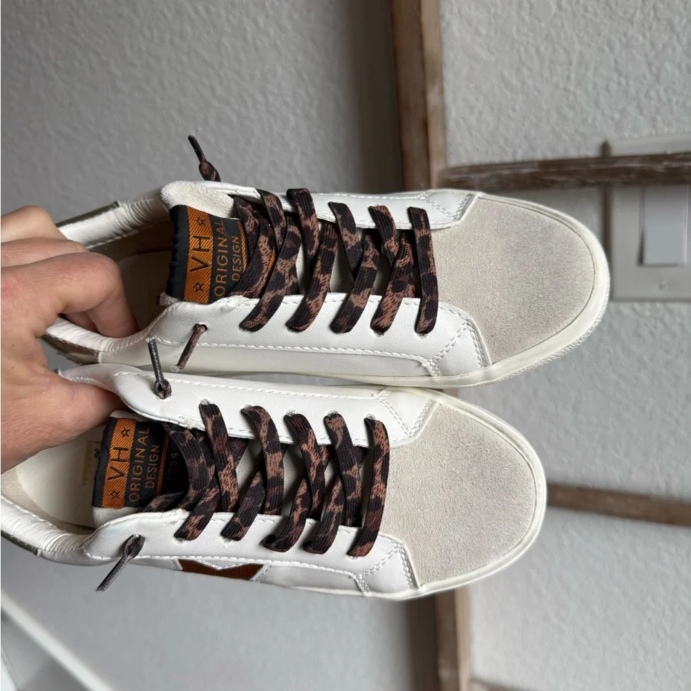 VINTAGE HAVANA Hannah Leather, Suede & Faux Calf Hair Star Sneakers Sz: 5.5 - Picture 7 of 10